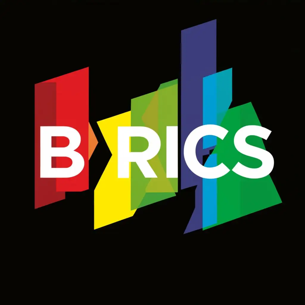 a logo design,with the text "brics", main symbol:BRAZIL FLAG COLOUR INSIDE THE B, RUSSIA colour inside the R ,INDIA  colours inside the I,CHINA  colours inside the C ,SOUTH AFRICA  COLOURS inside the S,complex,be used in Real Estate industry,clear background