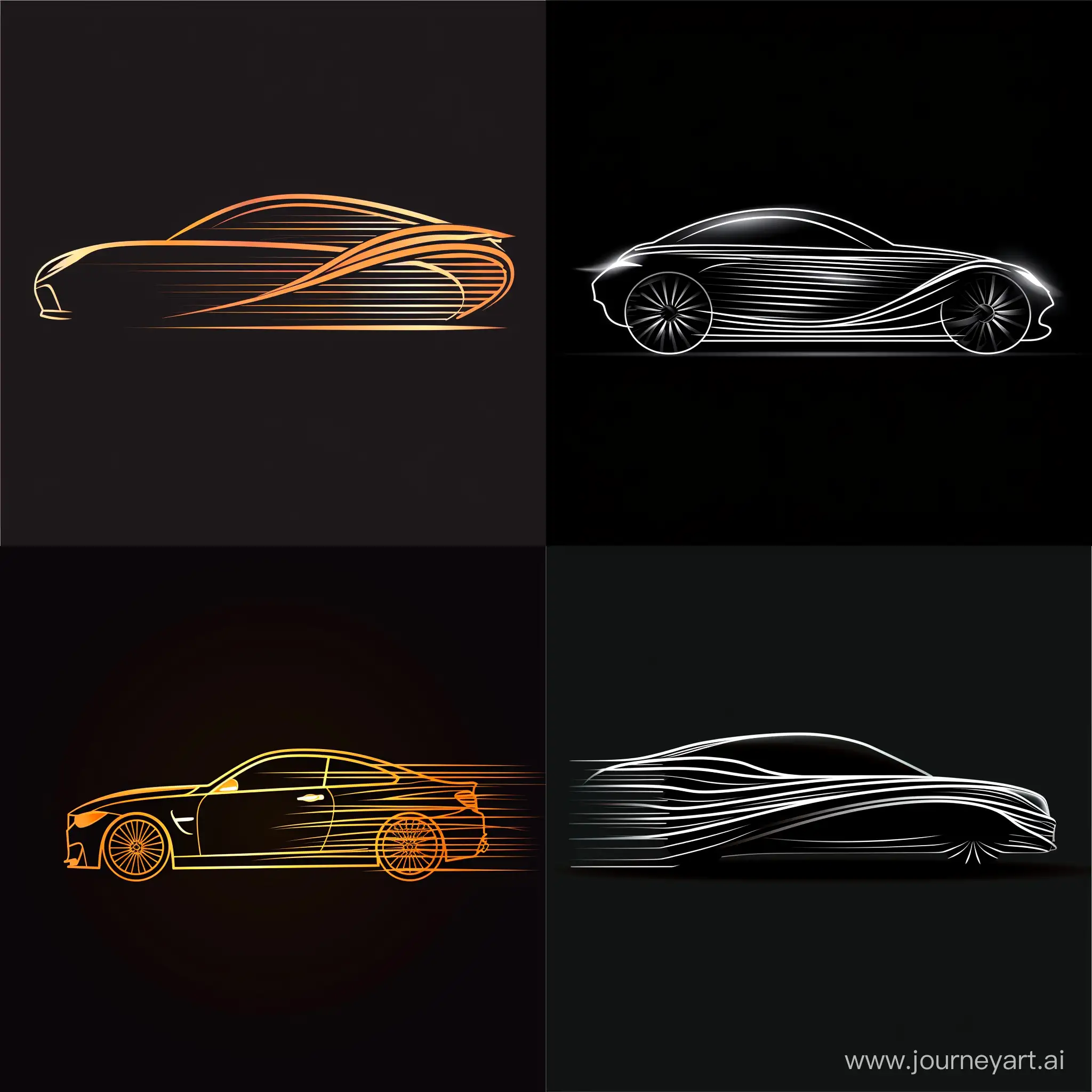 logo , in the form of a car made of lines, stylish elegant, expensive , side view, style, speed effect, futurism