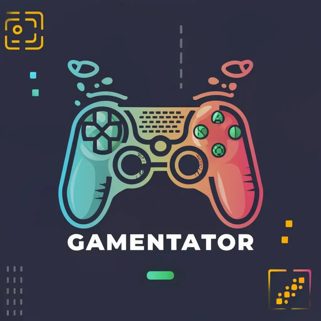 logo, game controller, with the text "Gamentator", typography, be used in Internet industry