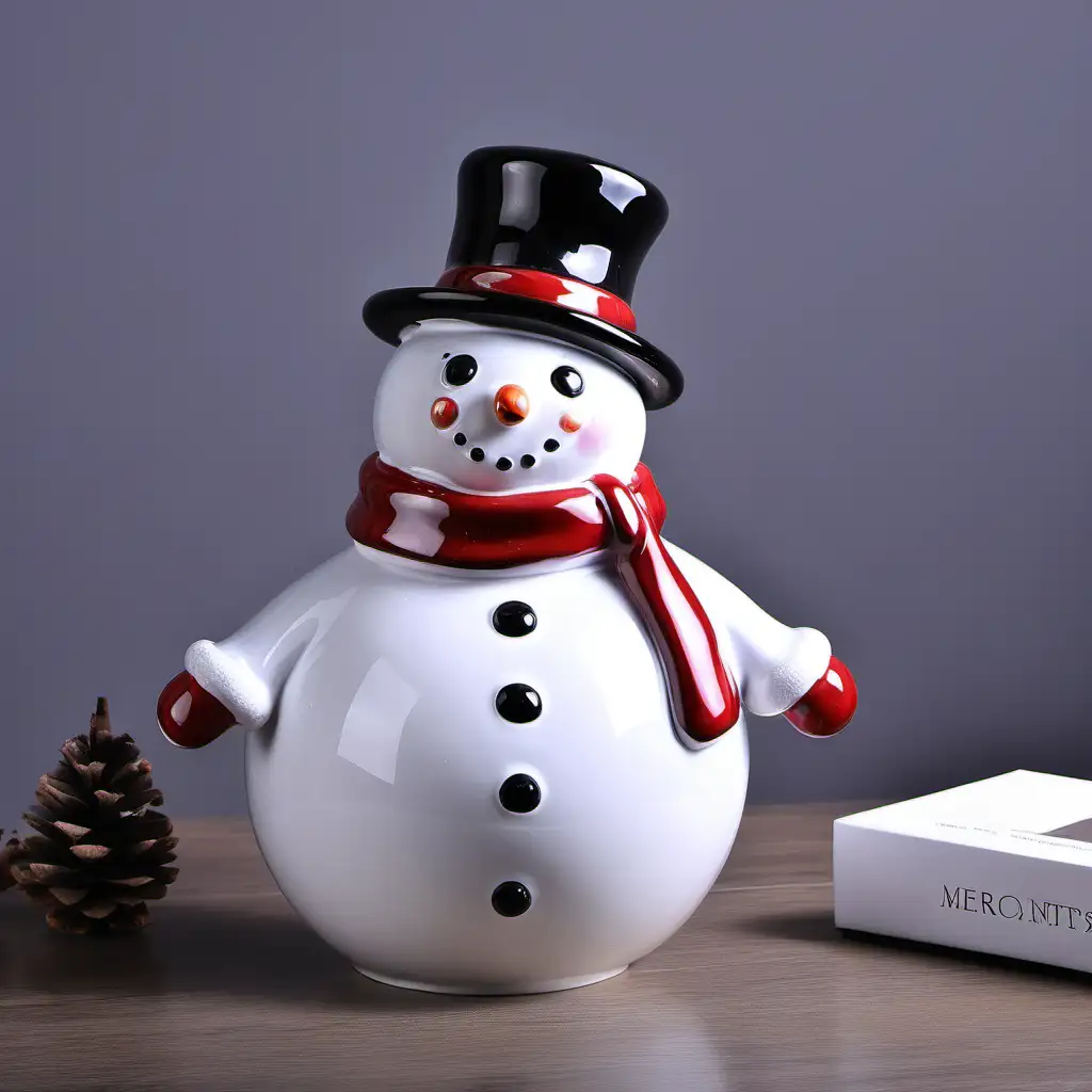 Festive Christmas Ceramic Snowman Decoration