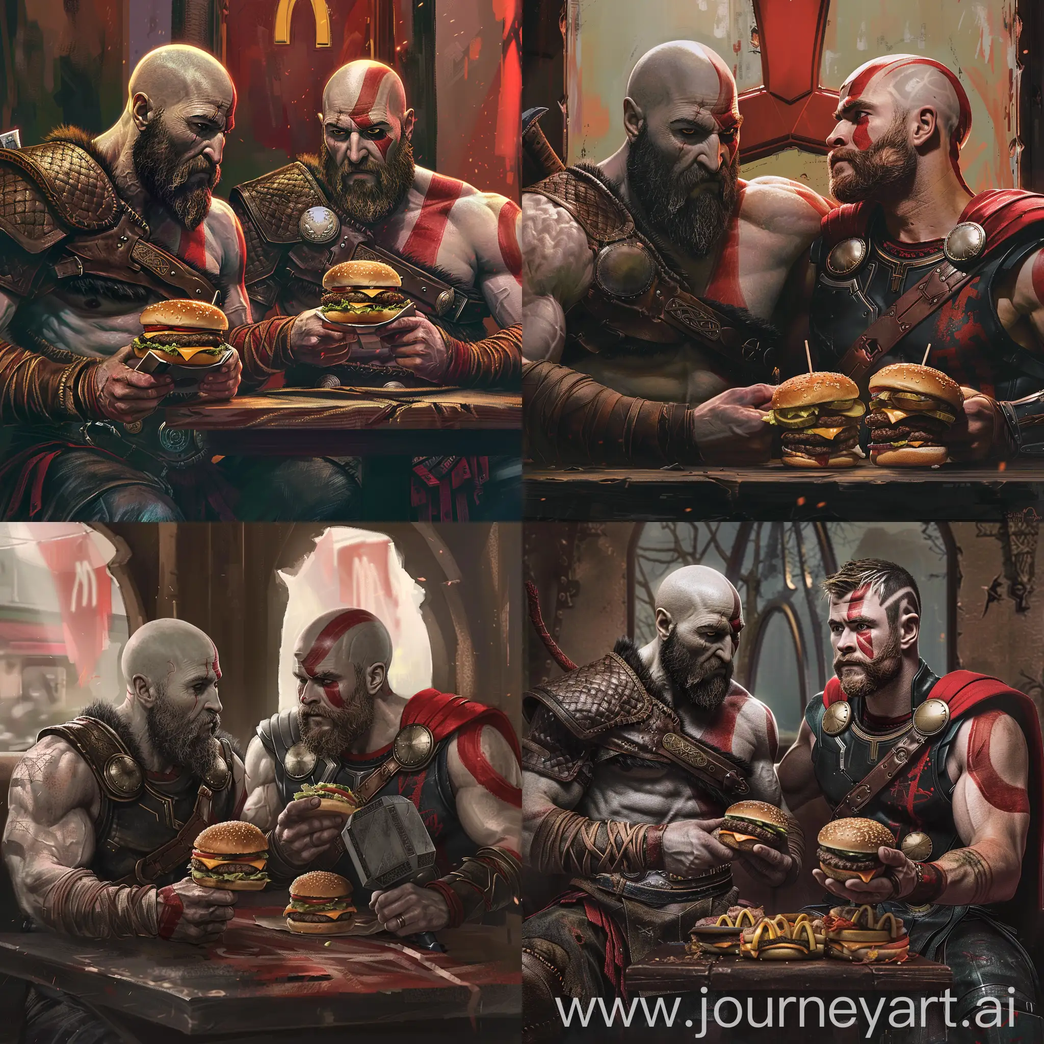 Mythical-Clash-Kratos-and-Thor-Indulge-in-McDonalds-Burgers