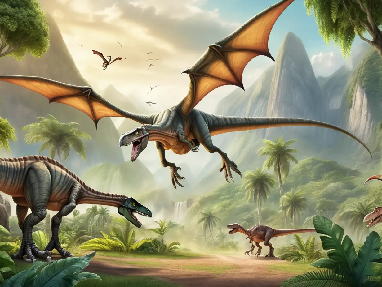 Musical Pterodactyl and Tyrannosaurus Rex in Jurassic Valley