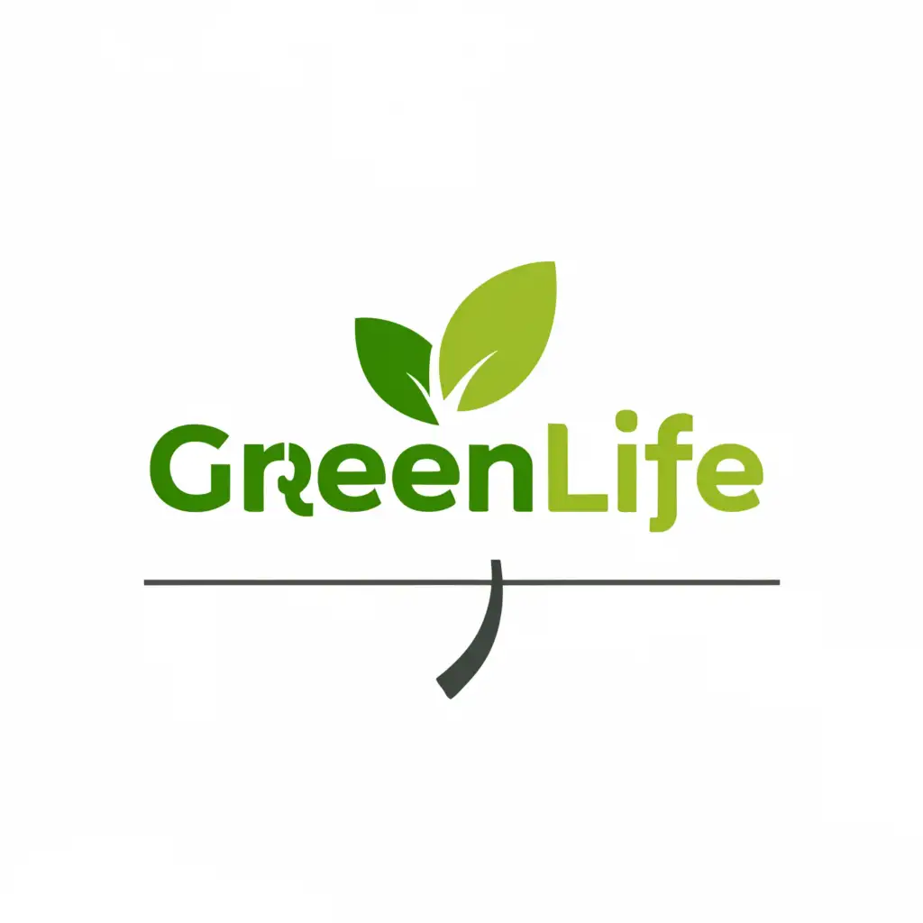 a logo design,with the text "Green Life", main symbol:green leave,Minimalistic,clear background