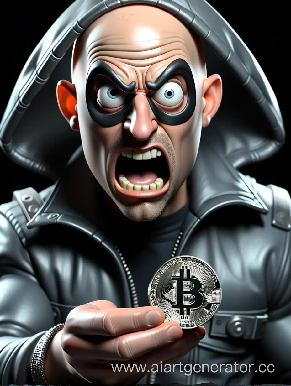 Surprised-Bald-Bandit-Holding-Platinum-Bitcoin-in-Hand