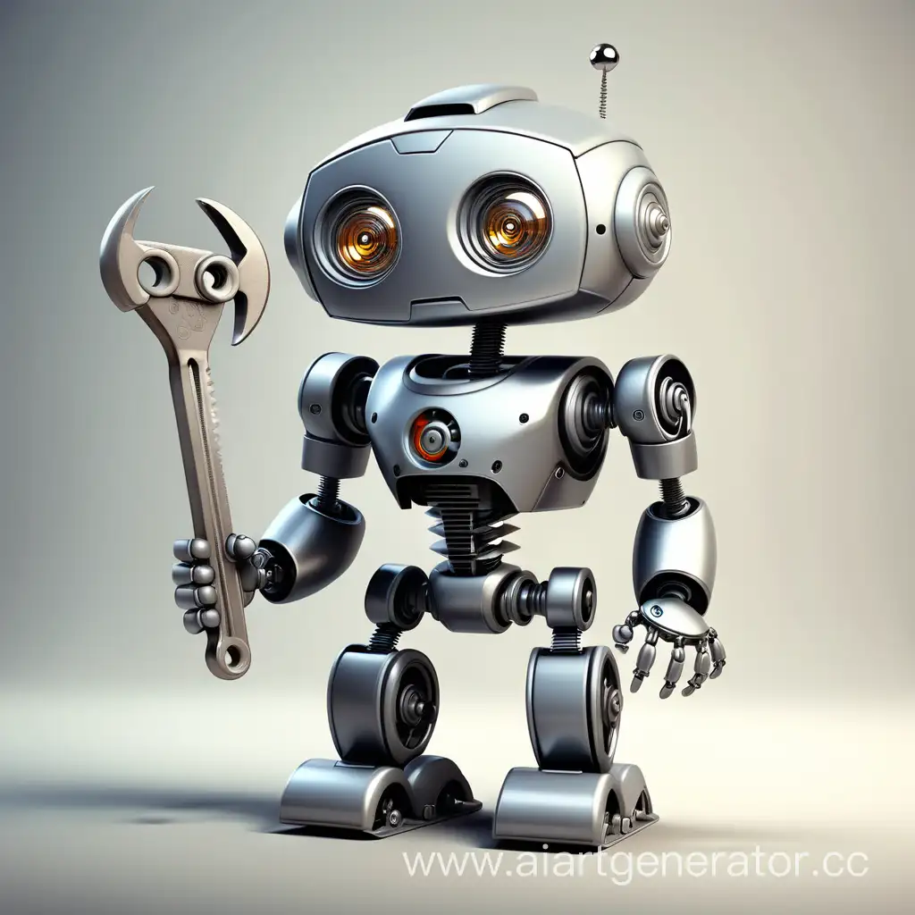 Adorable-Robot-Stands-Tall-with-Wrench-in-Hand