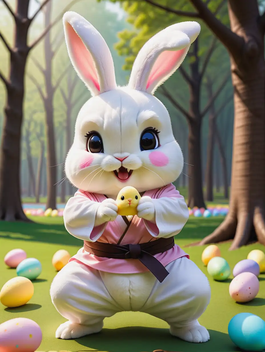Adorable Easter Bunny Teaching BunFu to Marshmallow Peep Students