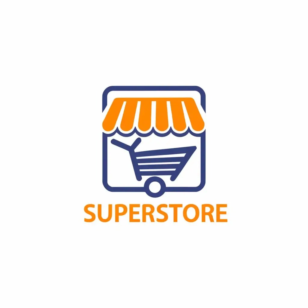 a logo design,with the text "Moston superstore.", main symbol:groceries store, store, general store, kart, Open/closed sign, basket,Moderate,be used in Retail industry,clear background