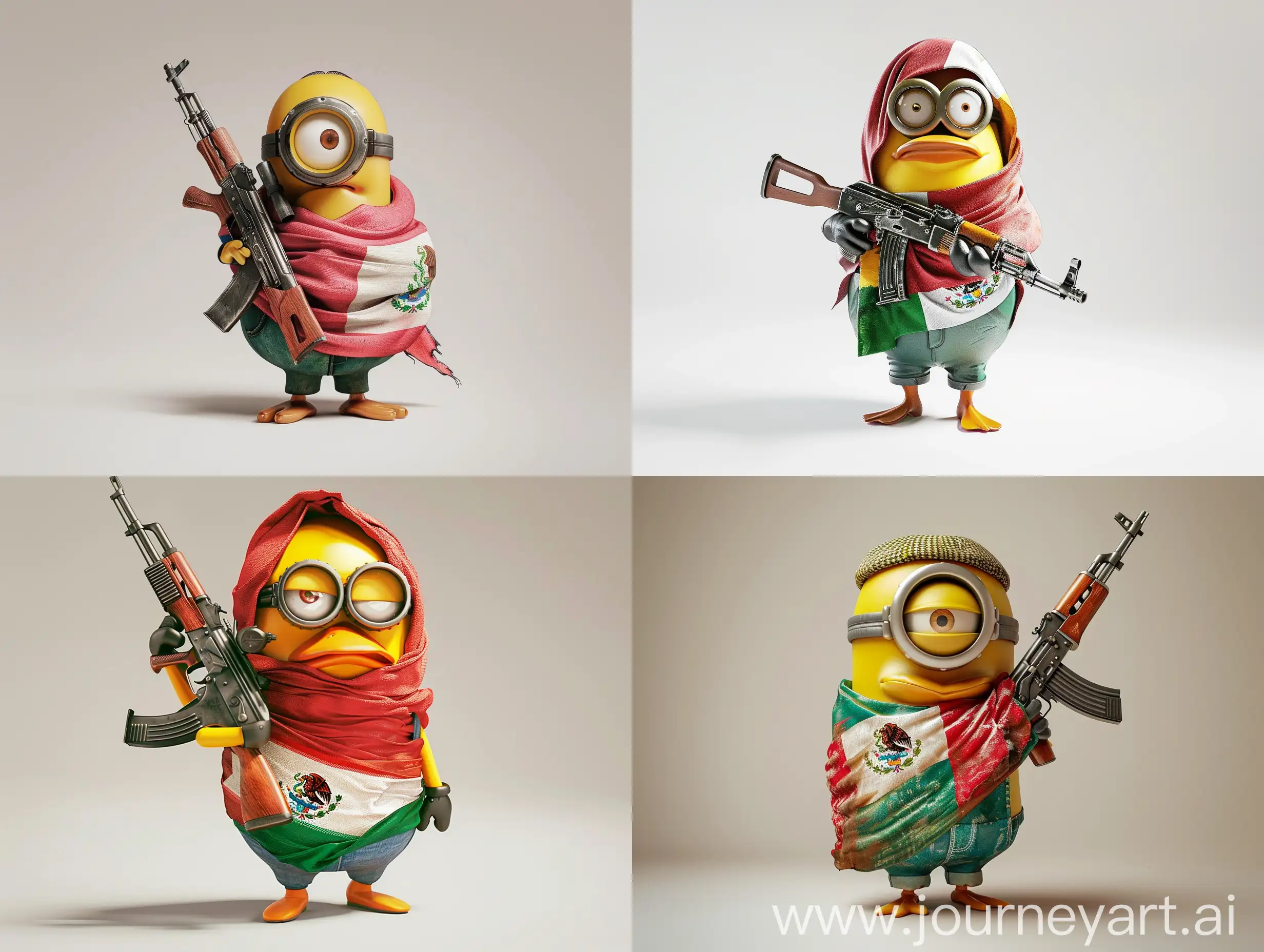 Patriotic-Minion-Duck-with-Mexican-Flag-and-AK47