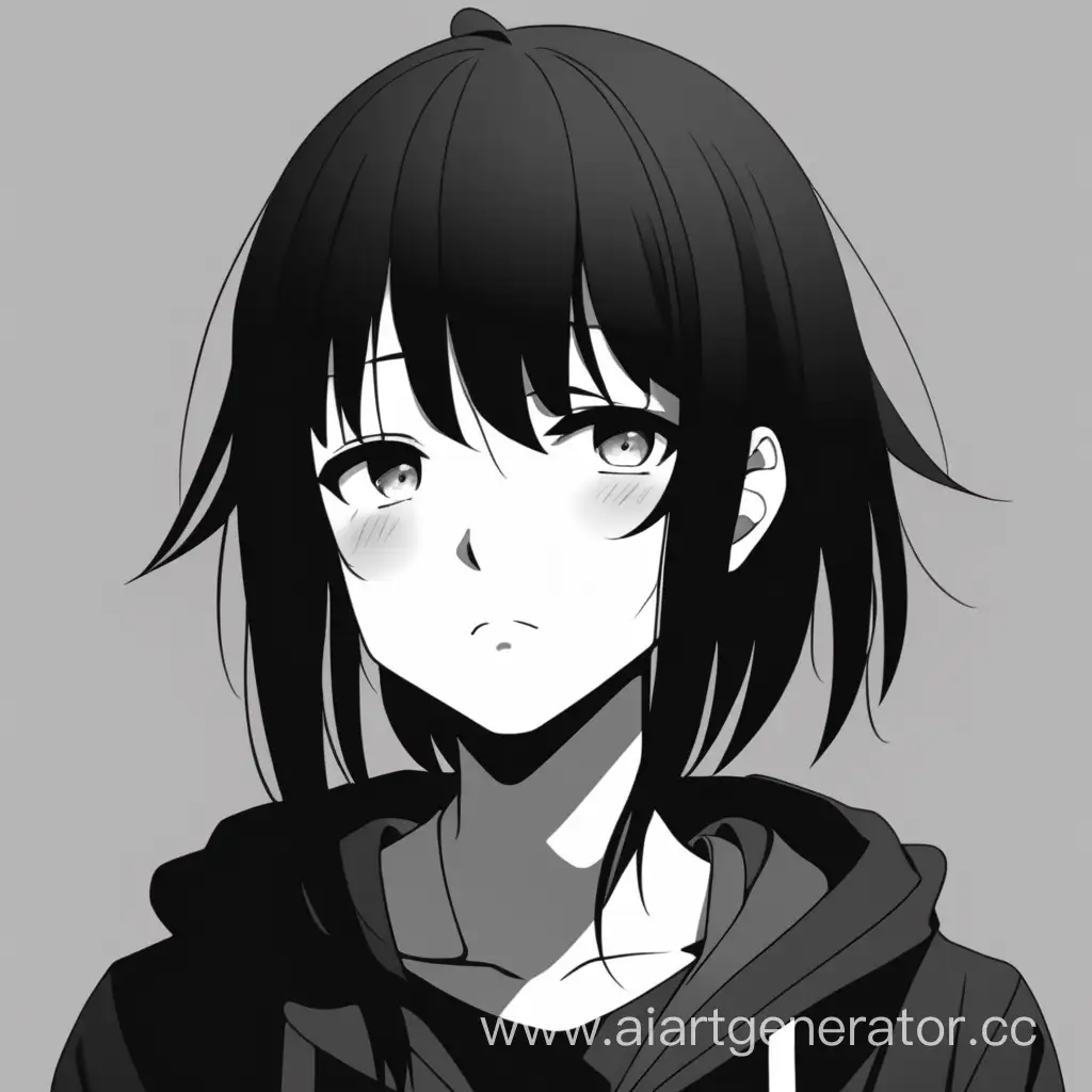 Депрессивная аниме аватарка черно белая
