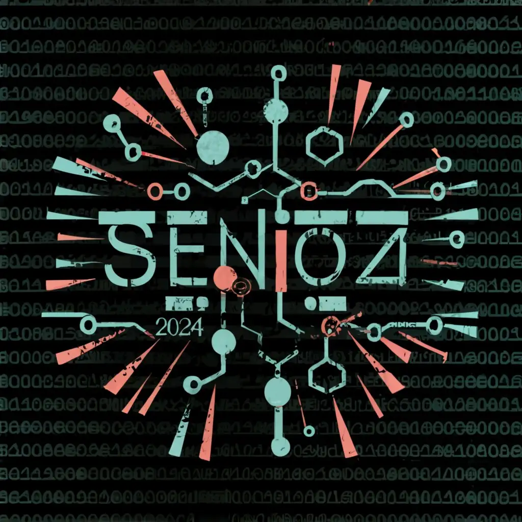 a logo design,with the text "Senior 2024", main symbol:Computer science logo - text "senior" is written in programming code,Moderate,clear background - no background 