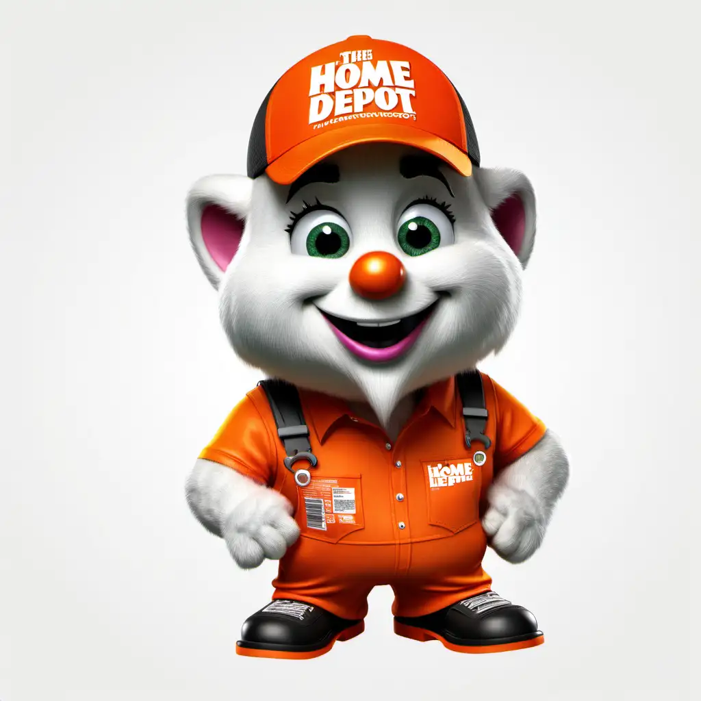 Cheerful Home Depot Mascot on Transparent Background