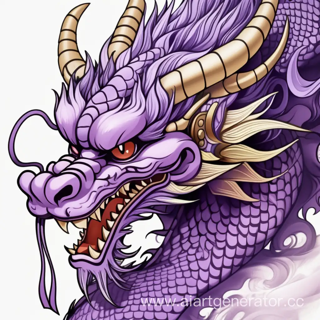 kind chinese dragon's head in anime style color purple
