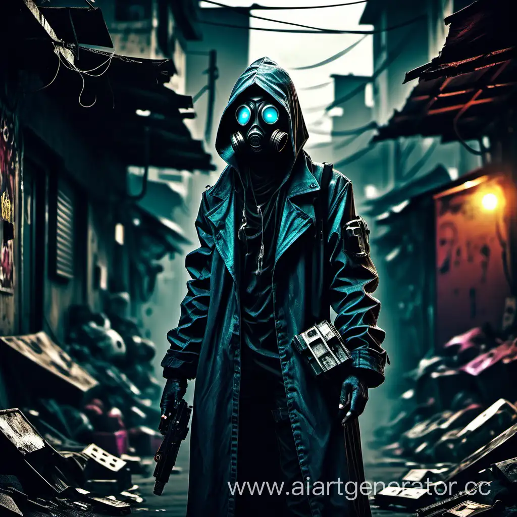 Cyberpunk-Slums-Shadow-Mage-with-Gas-Mask