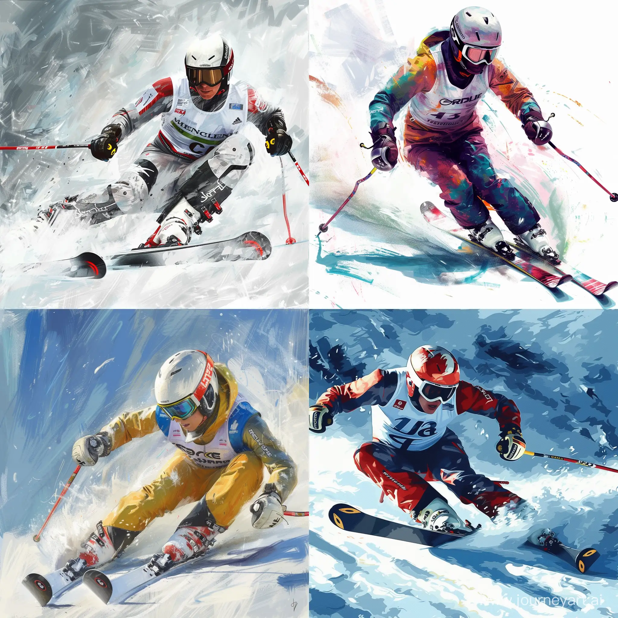 Dynamic-Skier-Racer-in-Action-on-Snowy-Slopes