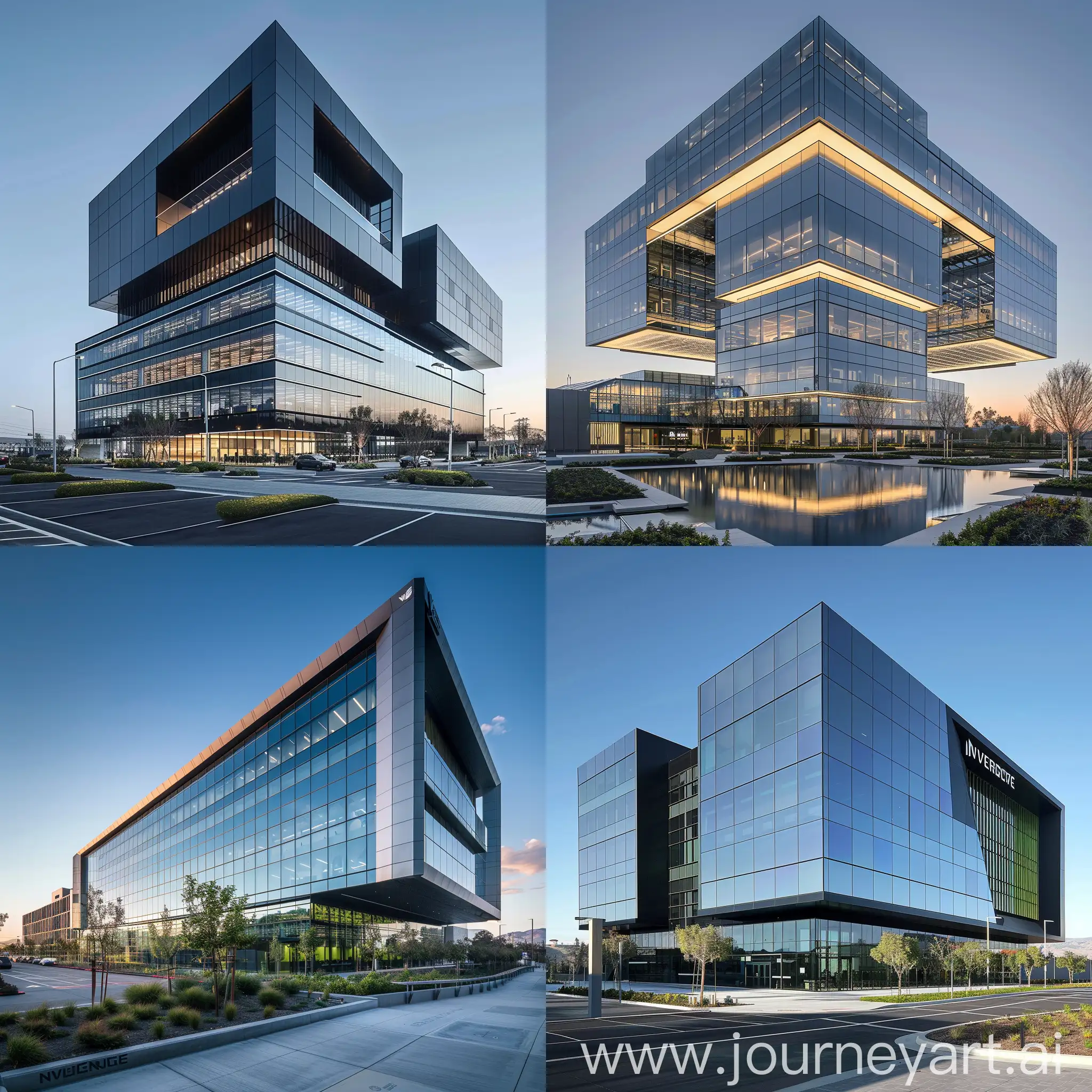edificio corporativo de oficinas de Nvidia con superficies cuadráticas 
