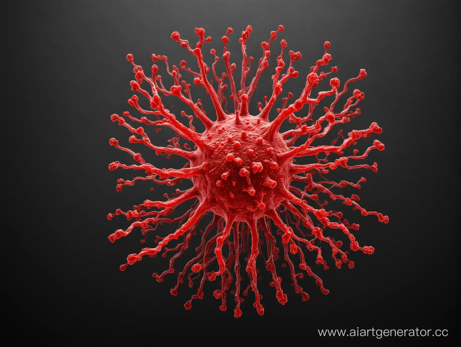 Red-Virus-on-Black-Background-Abstract-Microscopic-Pathogen-Concept