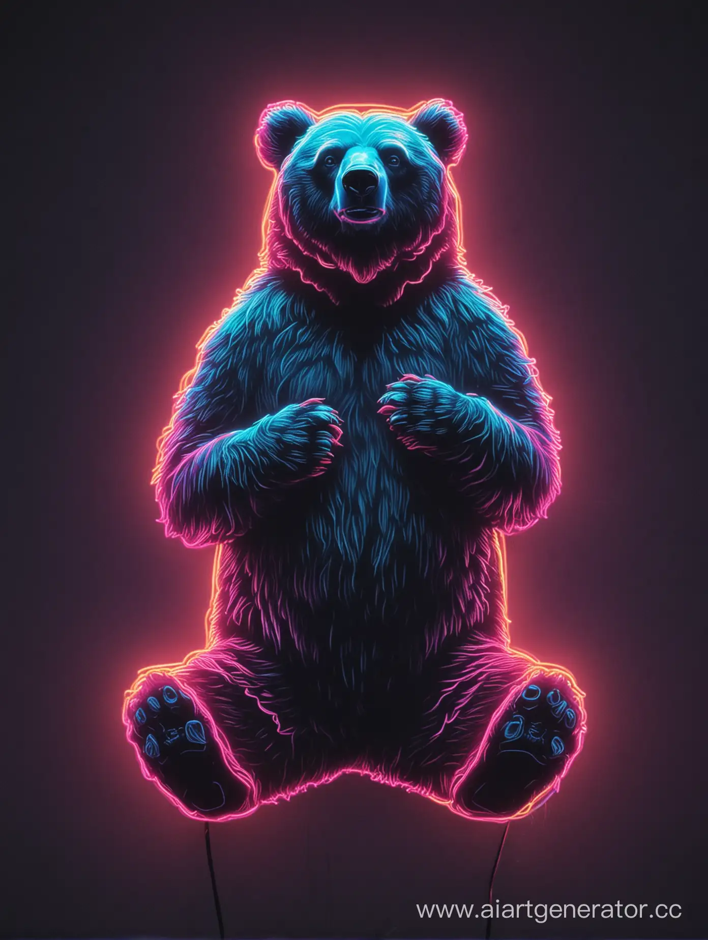 Vibrant-Neon-Bear-Illuminated-in-Urban-Night-Scene