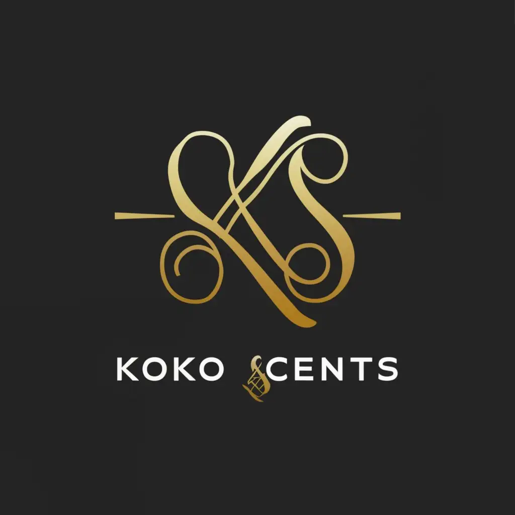 a logo design,with the text "KOKO SCENTS", main symbol:Golden K and S in the middle with a plant designed in block format,Moderate,be used in Beauty Spa industry,clear background