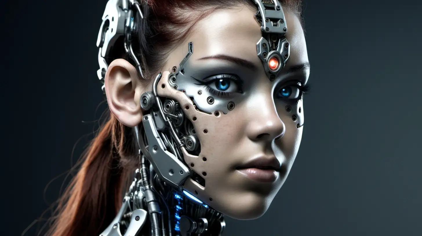 Stunning 18YearOld Cyborg Woman with Mesmerizing Features