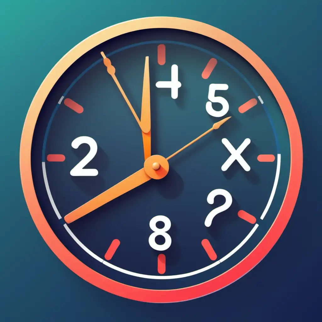 ClockInspired Math App Logo with CrossMultiplication