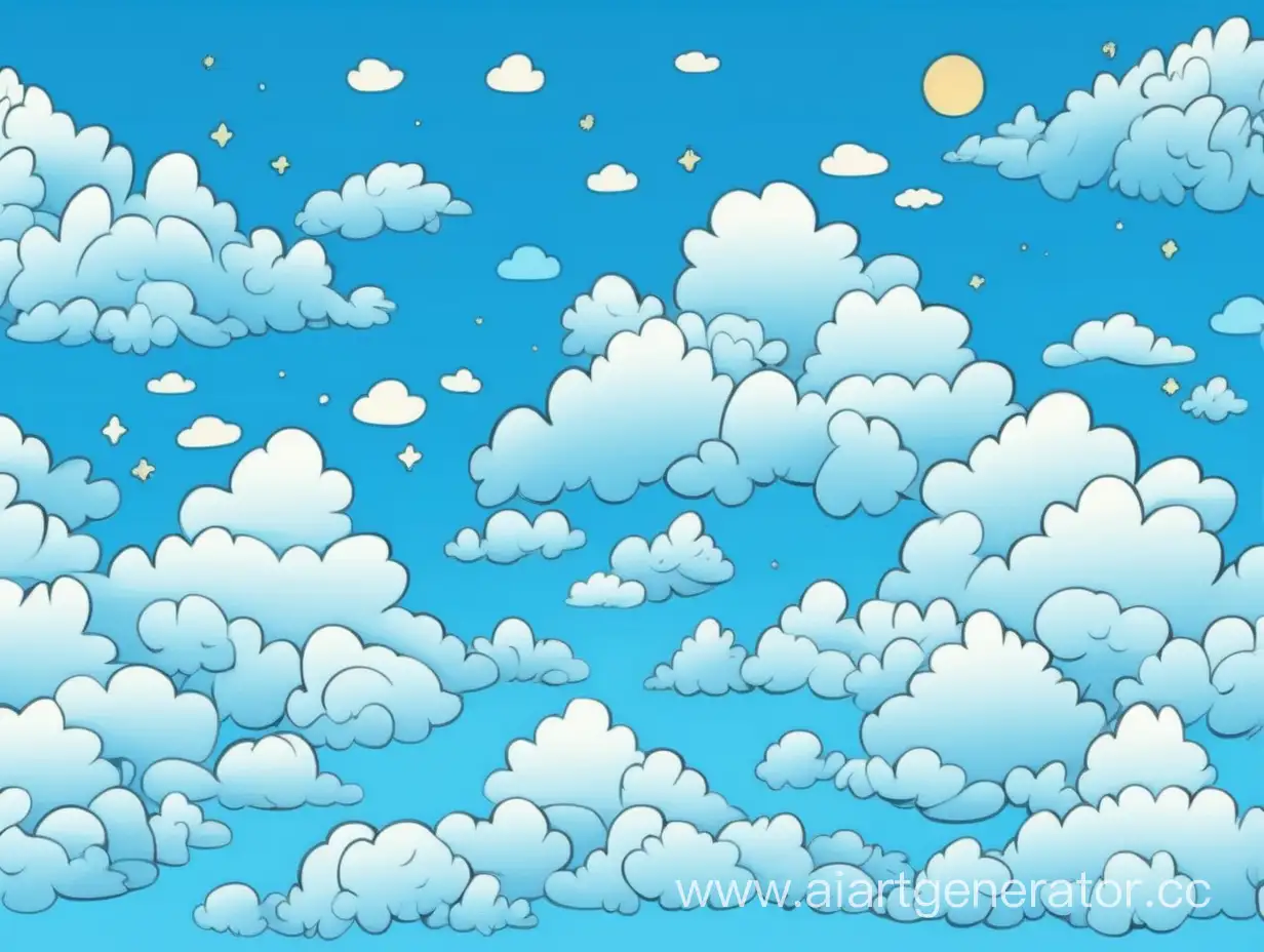 Serene-ChineseInspired-Art-Cute-Blue-Sky-with-Little-Clouds