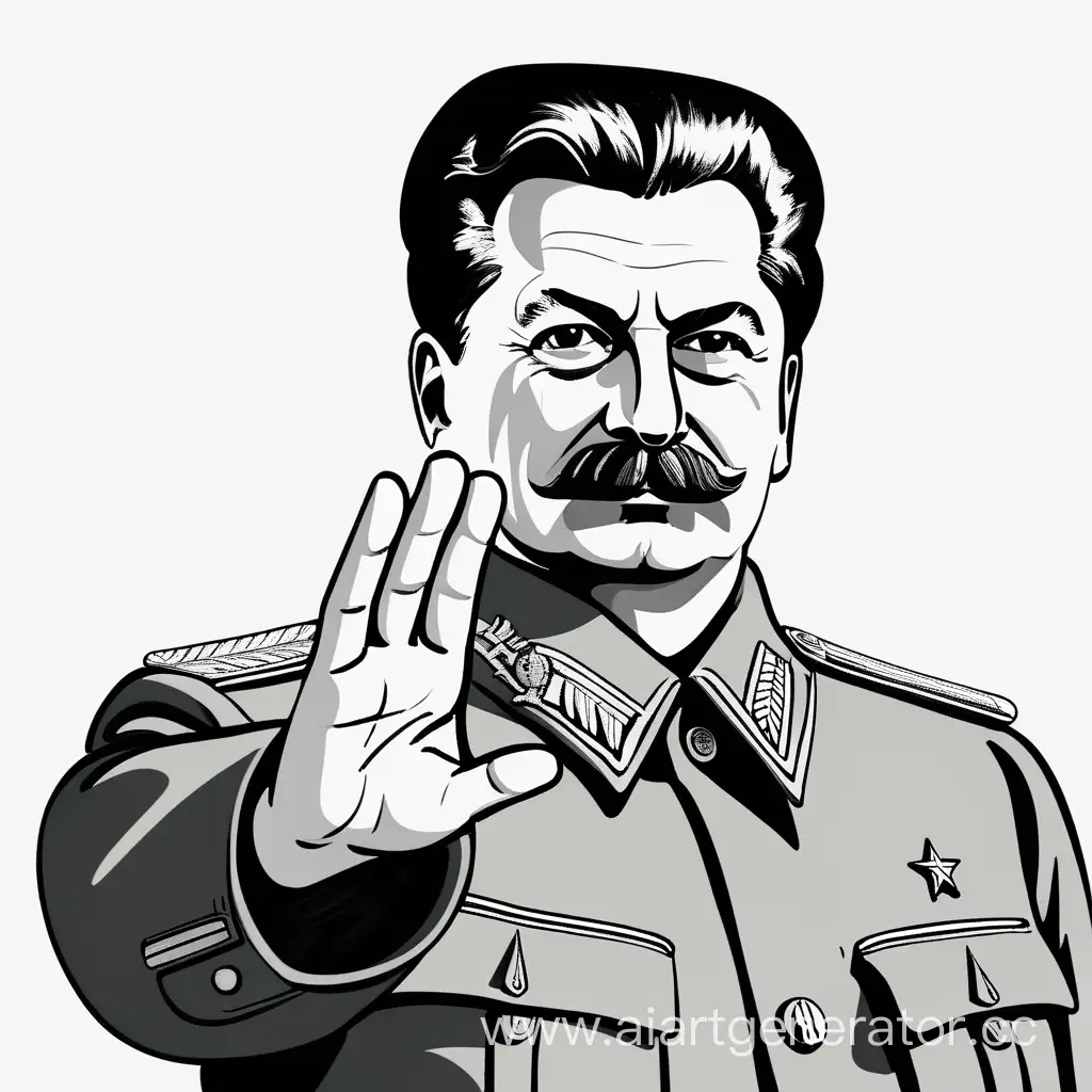 Сталин нарисованный махает рукой без фона