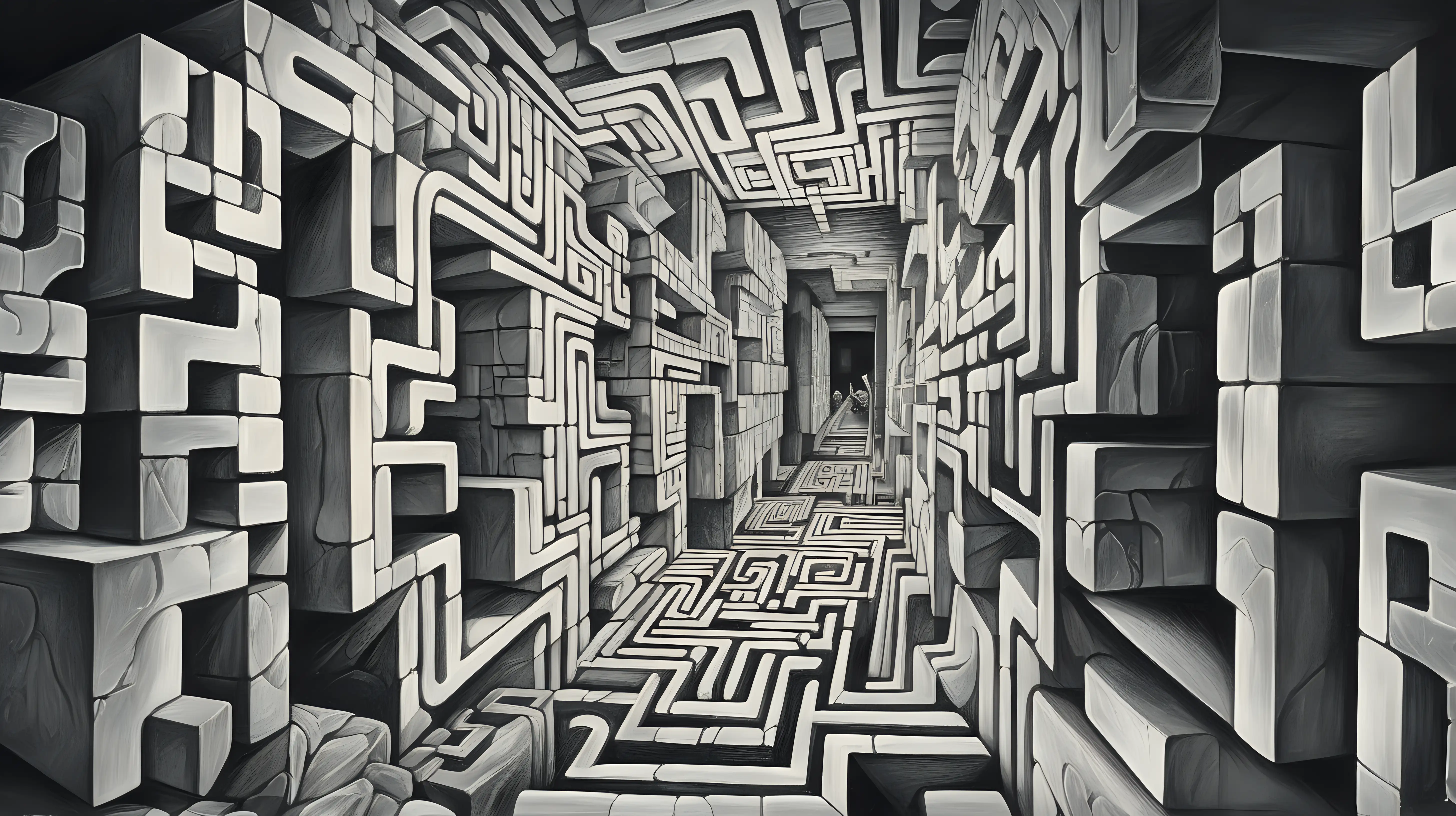 Cubist Dream Exploration: Illustrate a dreamer wandering through a labyrinth of Cubist corridors and hidden chambers, each one a gateway to a new realm of possibility and wonder.