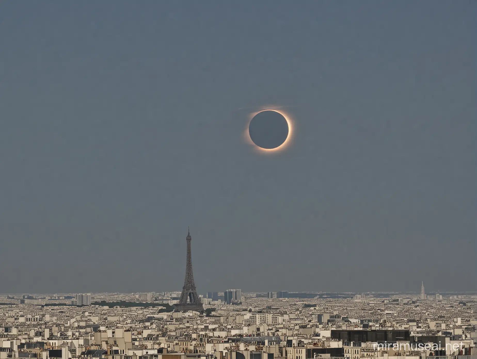 Breathtaking Total Solar Eclipse Captured Over Iconic Paris Skyline