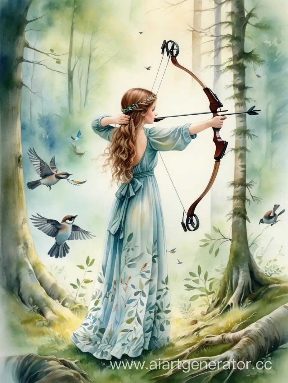 Forest-Archer-Slavic-Girl-Shooting-Bow-in-Soft-Watercolor