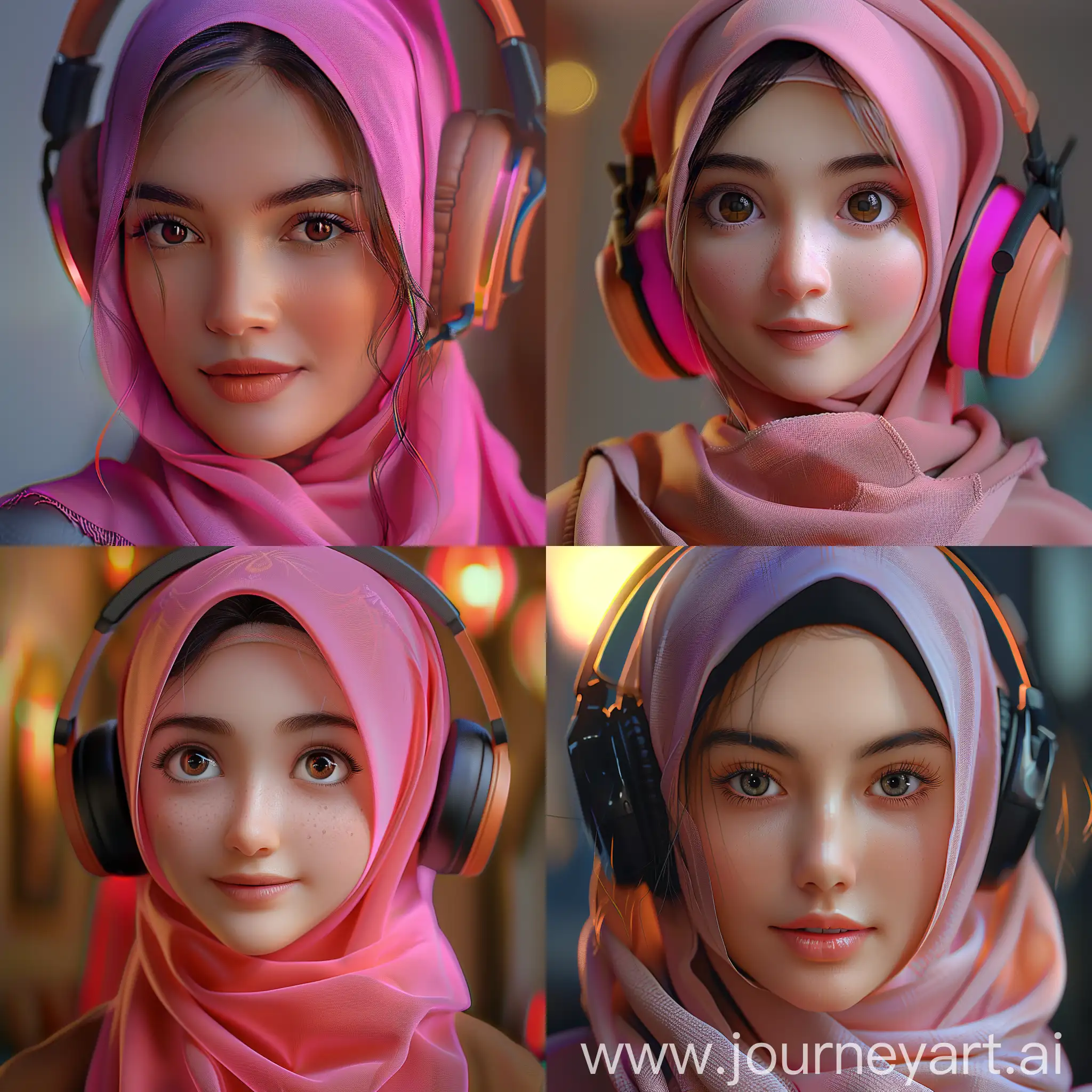 Smiling-Woman-in-Pink-Hijab-Disney-Pixar-Style-Portrait-in-Hyper-Realistic-8K-Resolution