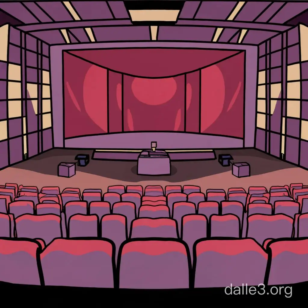 картинка рисунок фиолетовый экран красные сидения 