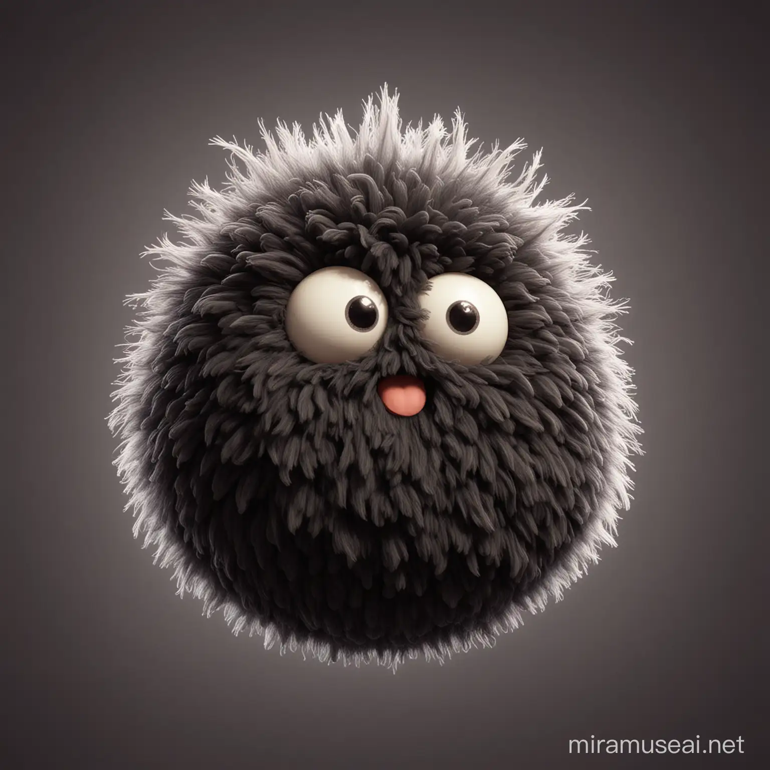cute hairy blob character, similiar to Soot sprites from spirited away