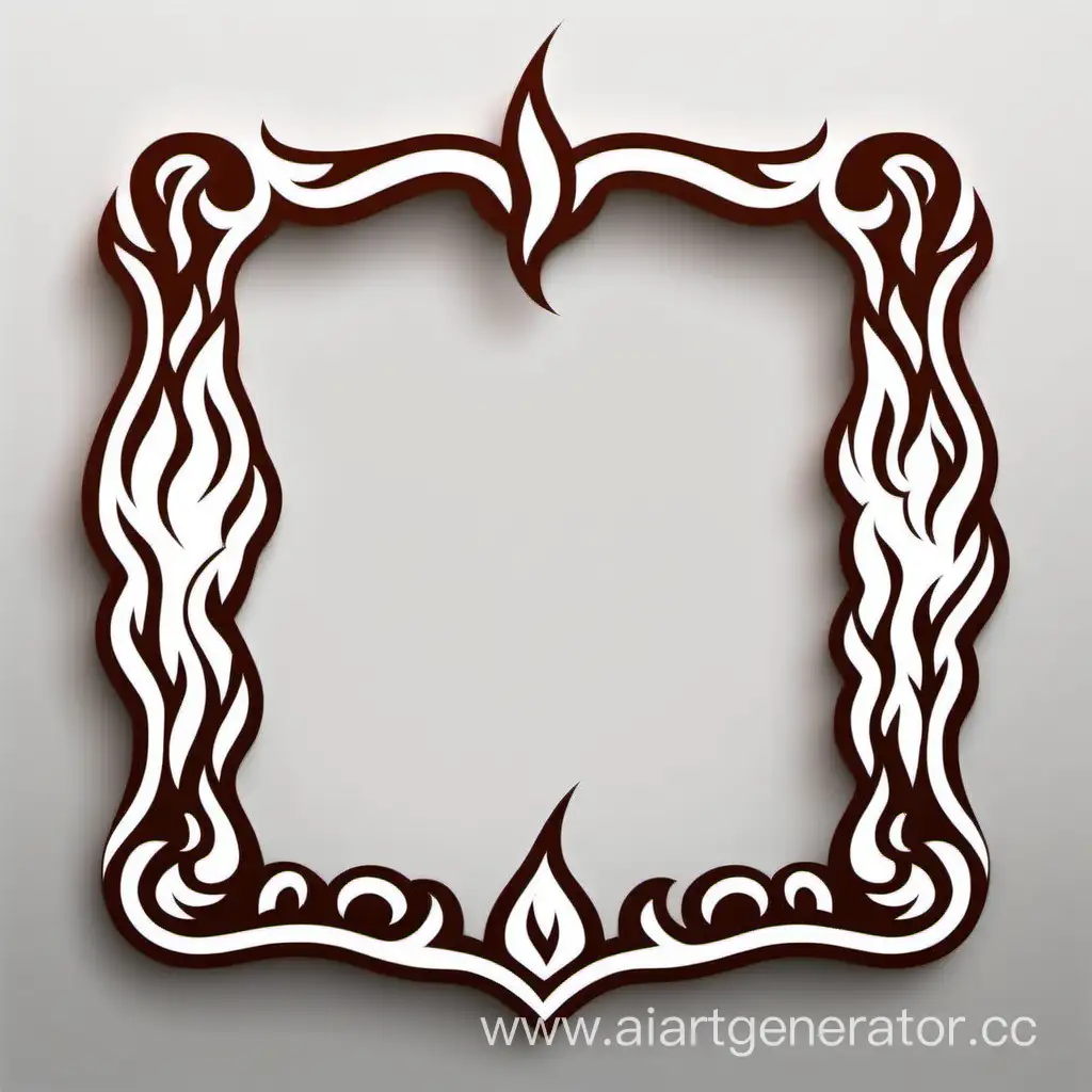 simple icon of a fire vintage frame, made of border fire. white background.