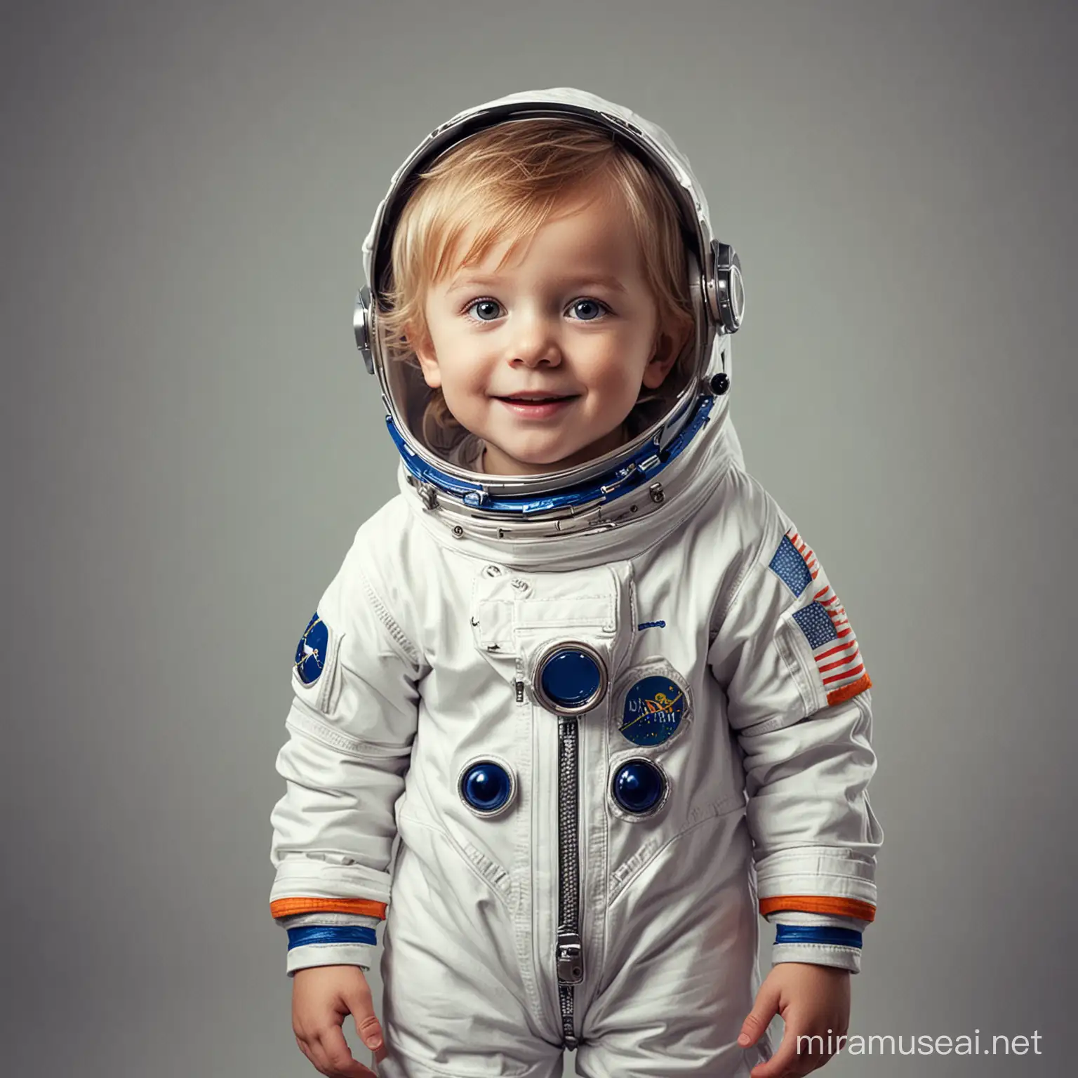 Adventurous Little Astronaut Boy Exploring the Cosmic Wilderness