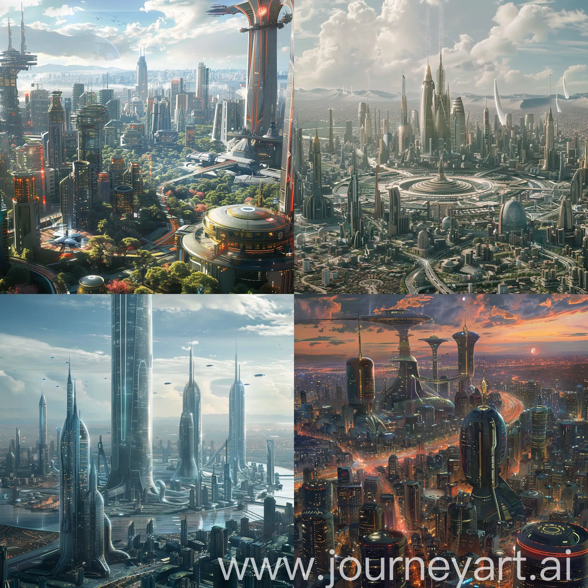 покажи как примерно будет выглядеть город будущего в 5000 веке
