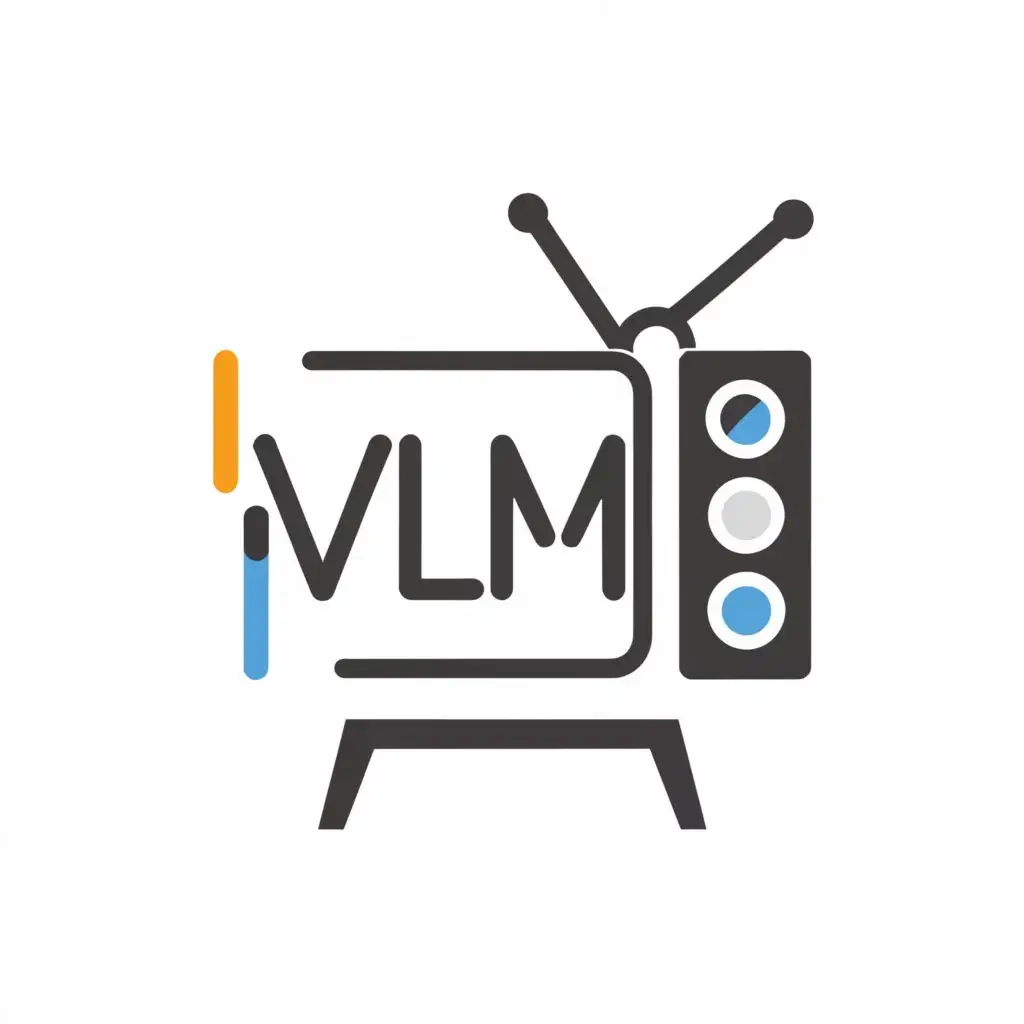 a logo design,with the text "Vlm", main symbol:News tv,Moderate,clear background
