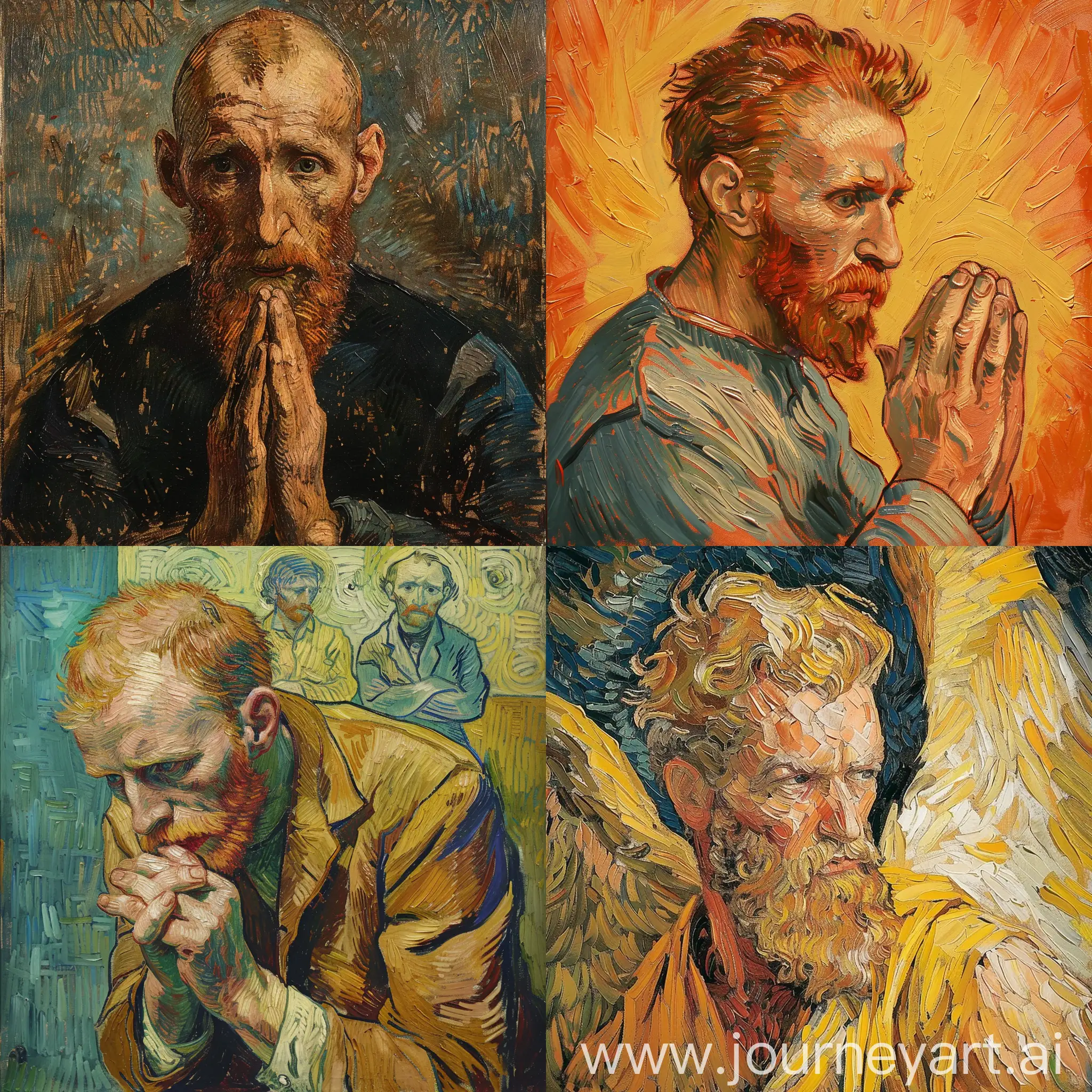 Dios, estilo realista, pintado por van Gogh y piccasso