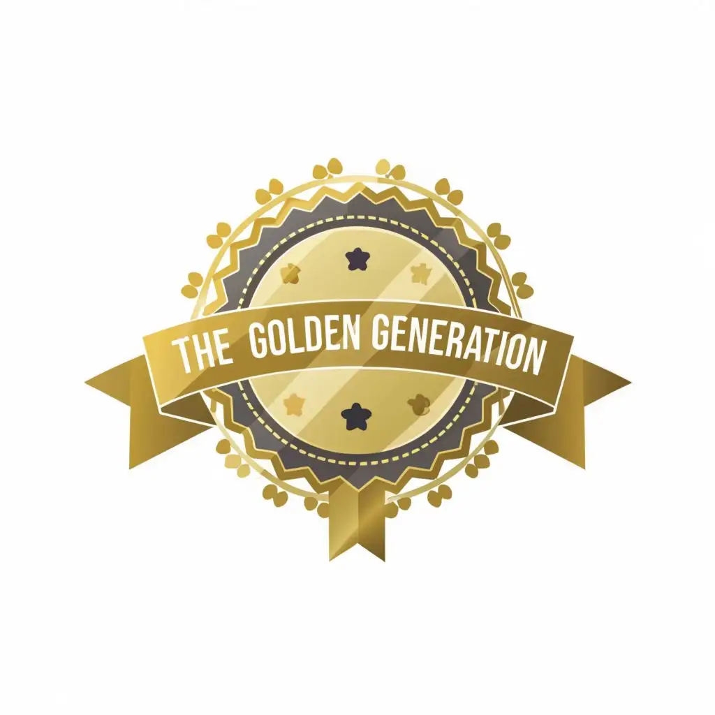 logo, Ribbon, text "THE GOLDEN GENERATION", typography, be used in Education industry