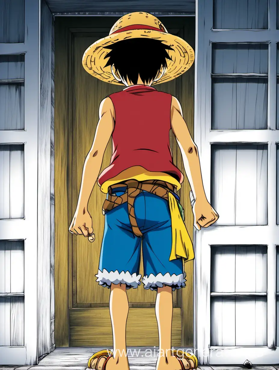 luffy ooks out the door