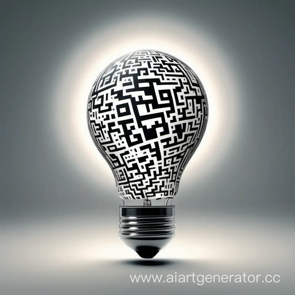 Abstract-Arabesque-Light-Bulb-Logo-for-MelnikovVG-with-QR-Code-and-Dragon