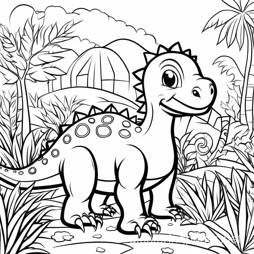 Whimsical-Baby-Dinosaur-Coloring-Page-Low-Detail-Abstract-Shapes-in-Black-and-White