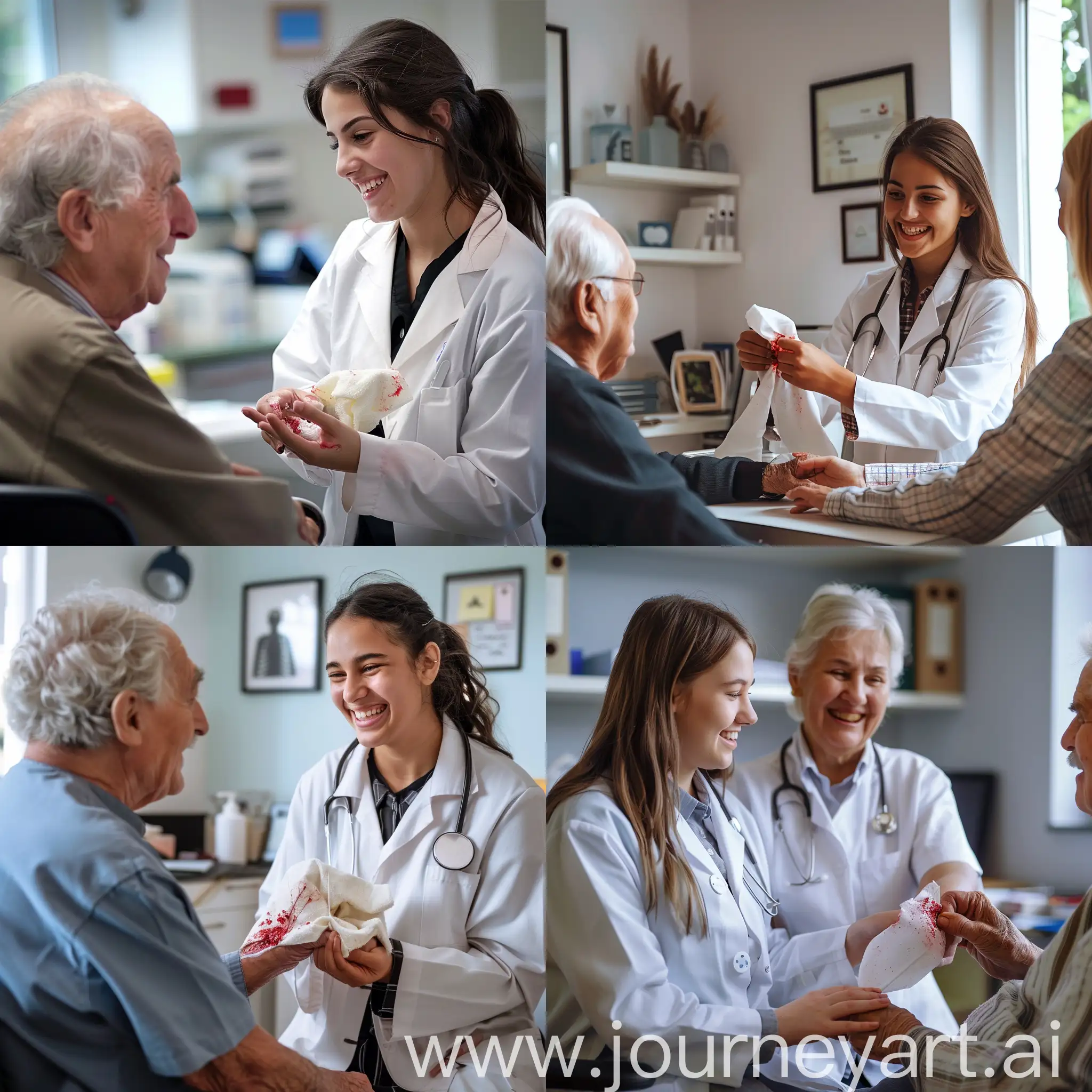 Compassionate-Female-Doctor-Dressing-Wound-with-Smile-for-Elderly-Patient