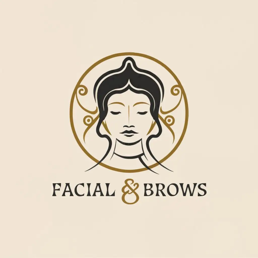 a logo design,with the text "Facial & Brows", main symbol:Thai Beauty, Must in cream or light colours,Moderate,be used in Beauty Spa industry,clear background