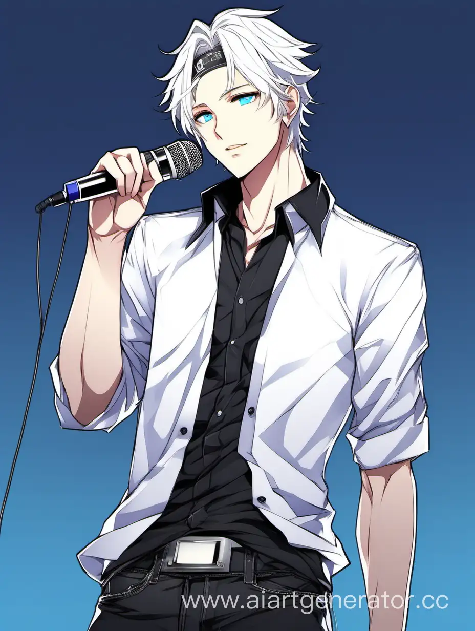 Teenage-Idol-Sensation-with-Defined-Abs-Holding-Microphone