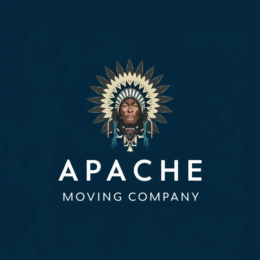 logo, Native Warrior, with the text "Apache Moving Company", typography, be used in Real Estate industry