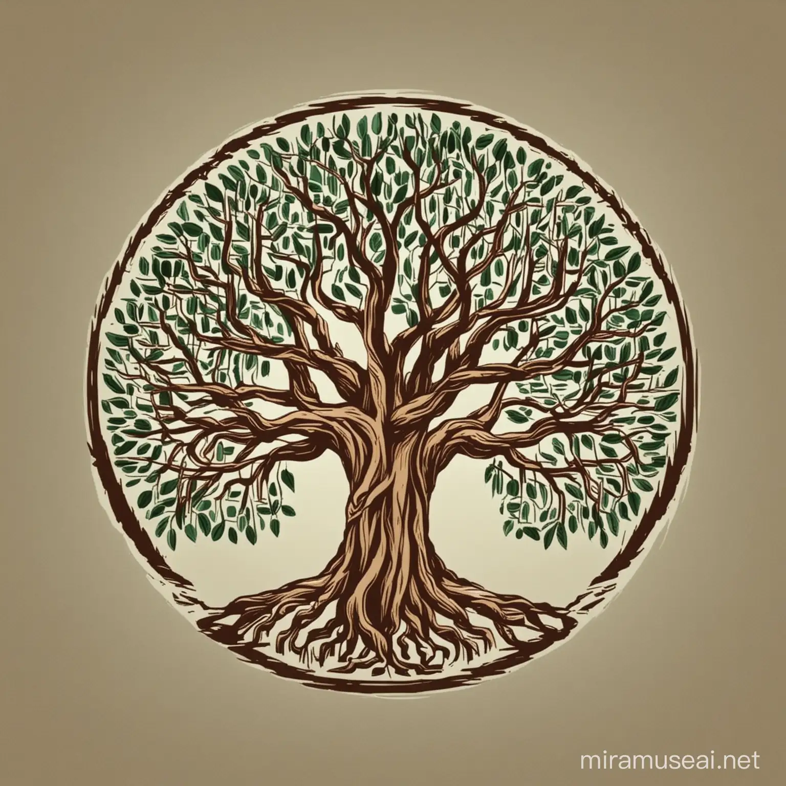 banyan tree logo vector coloured