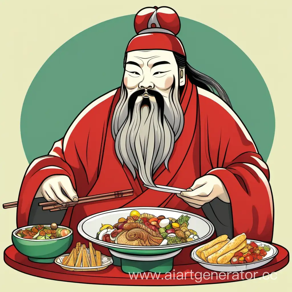 Confucius who eats yummy food 