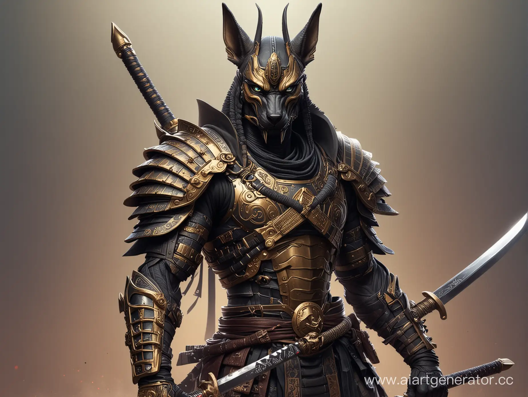 Cyberpunk-Anubis-Samurai-Futuristic-Japanese-Deity-in-Armor-with-Katana-Sword