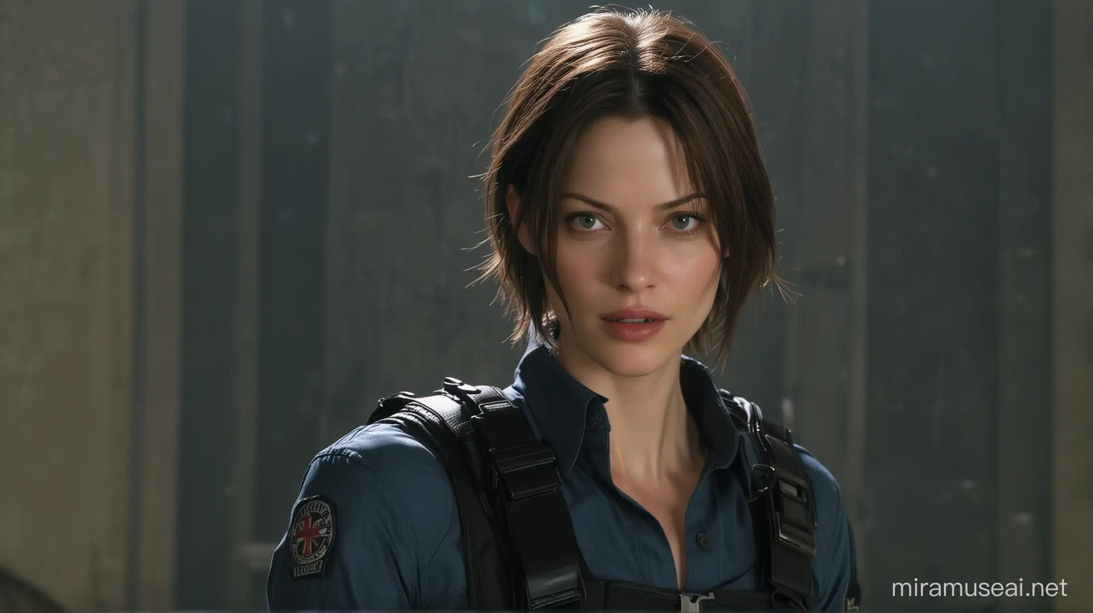 cinematic still, resident evil, sienna guillory as jill valentine