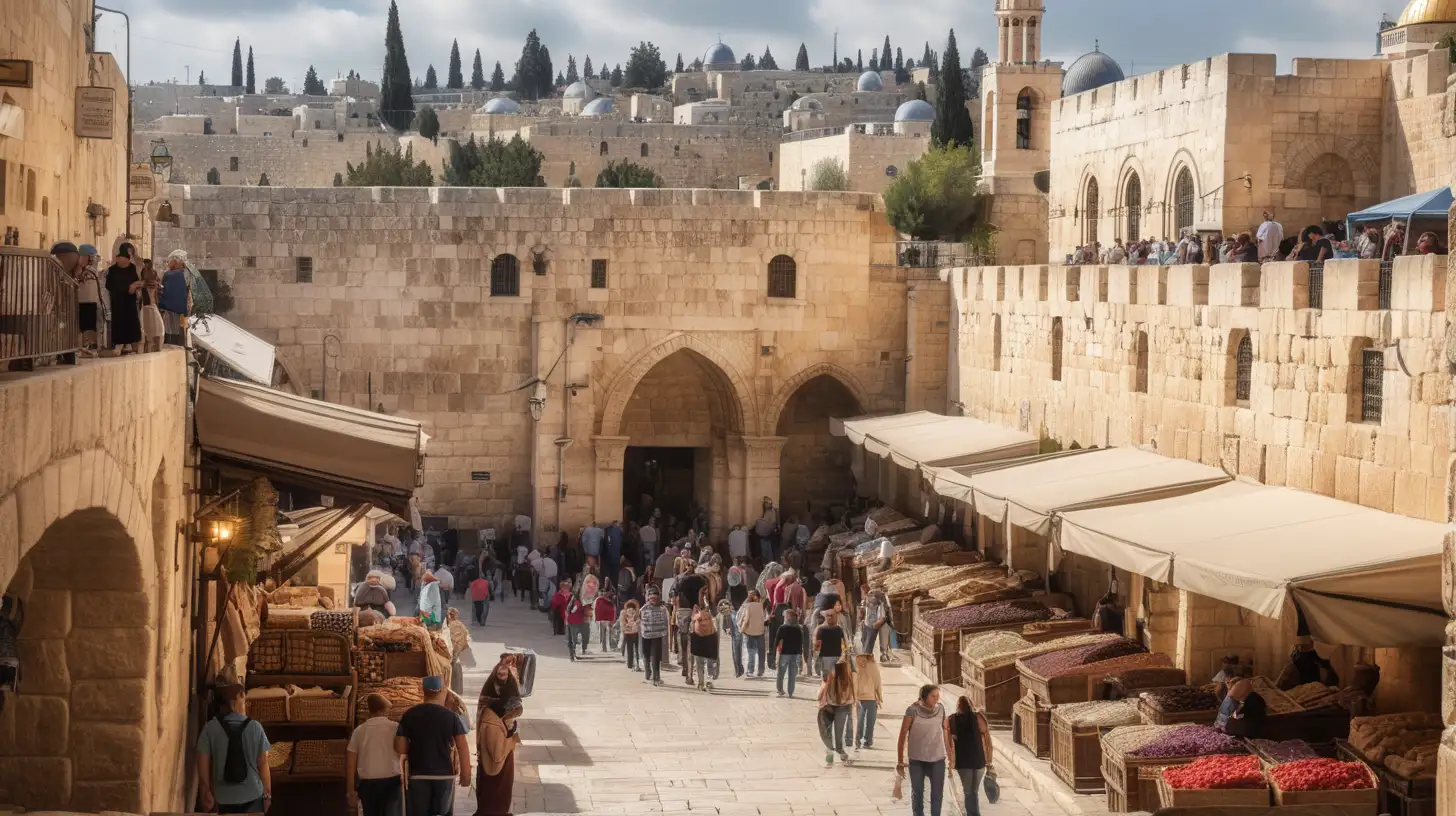 Bustling Streets of Jerusalem Evoking Ancient Biblical History